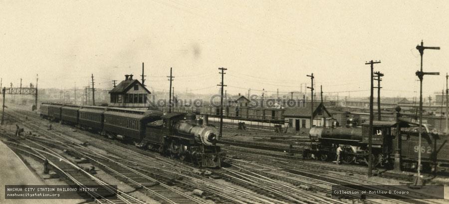 Postcard: Boston & Maine Railroad #1121 on local passenger train, Boston, Massachusetts